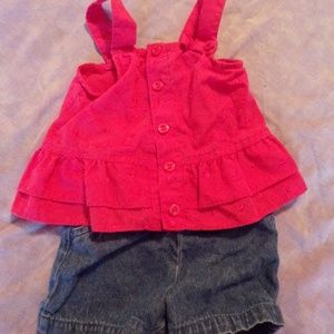 Red Tank and Denim Short Set
